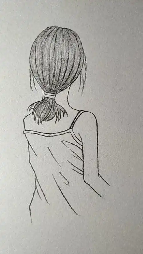 几笔画出漂亮女孩的背影!