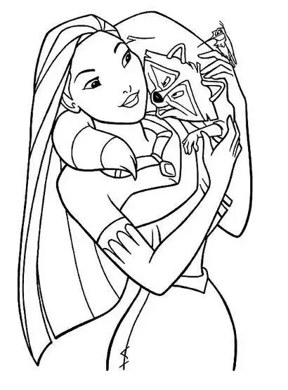 宝嘉康蒂公主和小狐狸卡通人物简笔画