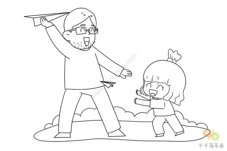 画图片教程父亲节暖心父女之吹泡泡简笔画宝宝和爸爸一起玩吹泡泡泡泡