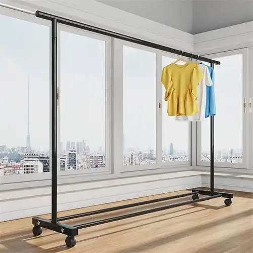 简易晾衣架落地卧室折叠家用晾衣服架子单杆式室内阳台凉晒挂衣架